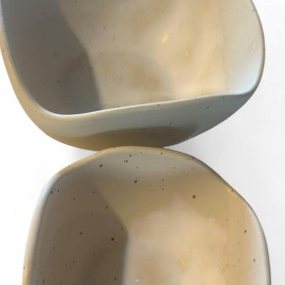 Unbranded Ceramic Bowls Unisex OS Speckled Cream Organic Minimalist Set of 2